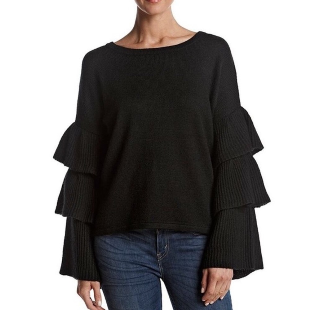 Cupio Black Bell Tiered Sleeve Sweater